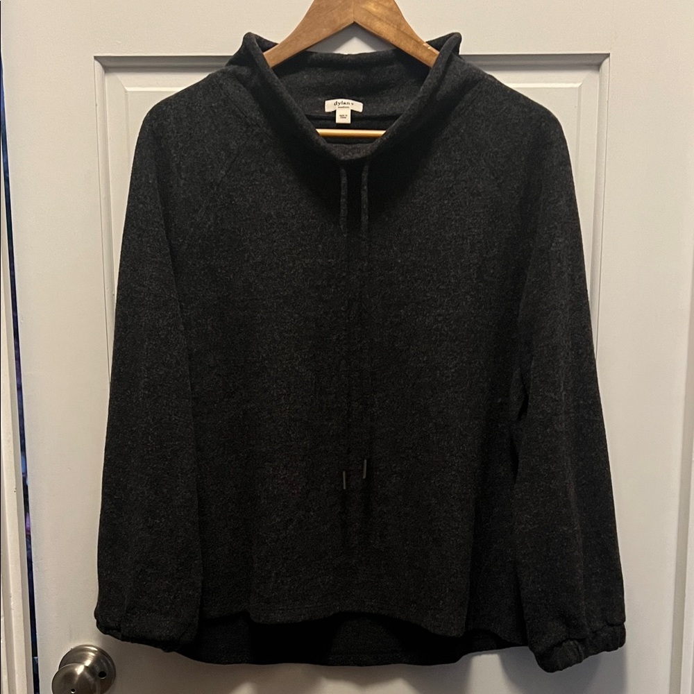 Women's Super-soft Dylan Charcoal/Black Mock Turtleneck Sweater M